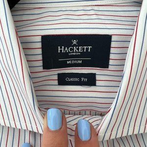 Men's Hackett London Classic Fit Shirt, Blue/Red Pinstripes (Size Medium)